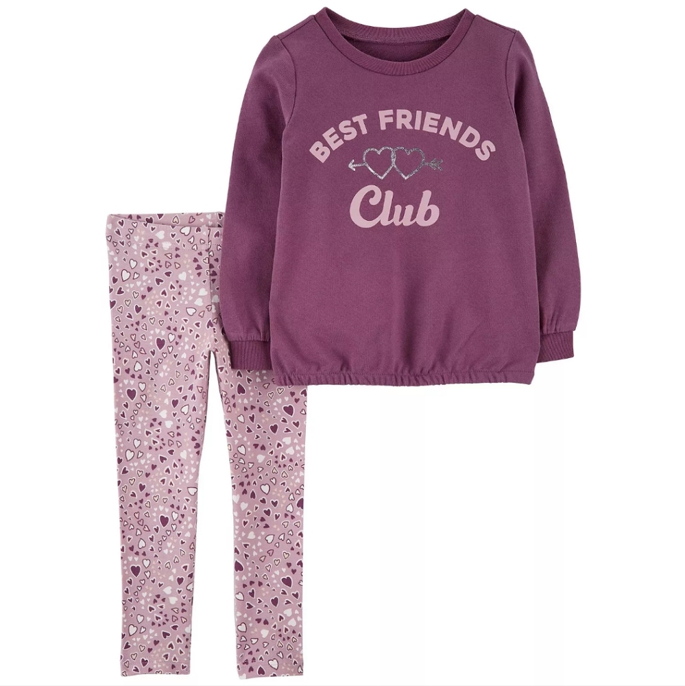 Carter's Best Friends Club 2 Piece Outfit Sweatshirt and Leggings Size 0-3 Month